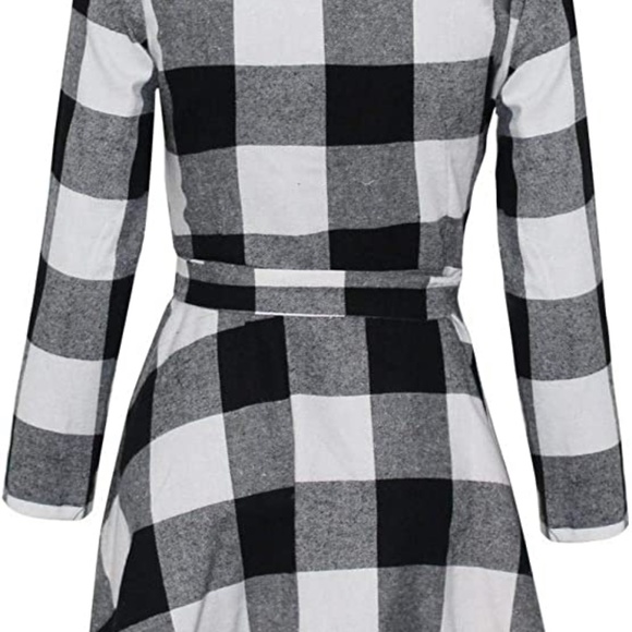 Womens Black and White Plaid Tie Front Dress sz small - Picture 3 of 5